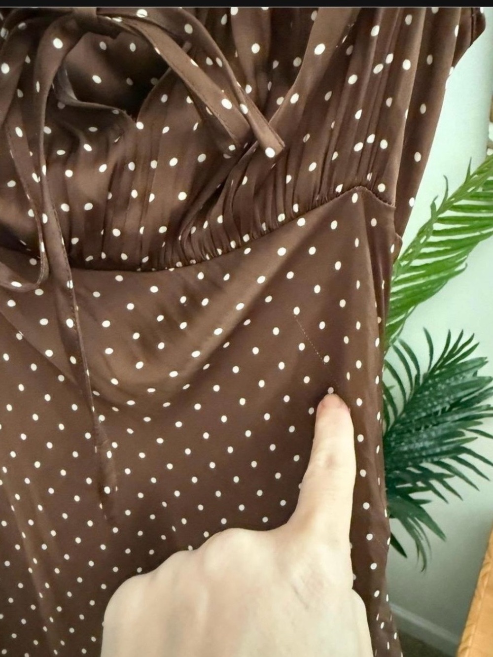 Ciao Lucia Brown Polka Dot Slip Midi Dress - Picture 5 of 5